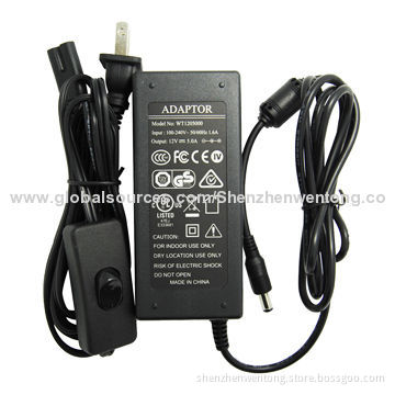 12V DC/5A Switching Power Supply with Switch on AC Cord, USA Plug, C8 Socket